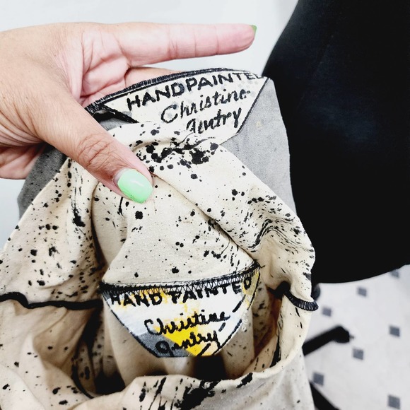 Vintage 90s Christine Gentry Hand painted Knit Mock Neck Top & Vest Set Size M - Picture 13 of 14